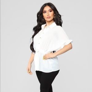 Ruffle Talk Button Down